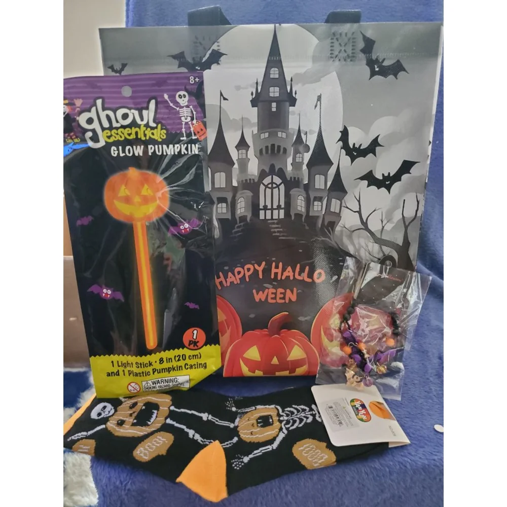 Skeleston Halloween Bundle-Scary bag, Spooky Socks, bracelet & Glow item